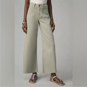 Maeve Wide Leg Cropped Pants in Light Sage